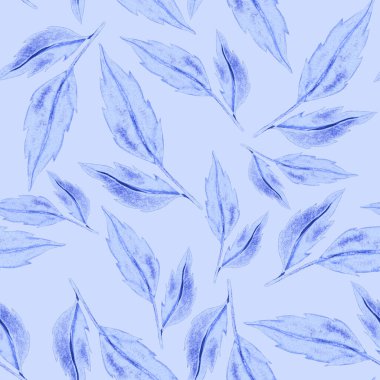 Vintage yapraklı suluboya desenli. Dekoratif tasarım için renkli yaprakları olan güzel bir botanik baskısı. Parlak bahar ya da yaz arkaplanı. Klasik düğün dekoru. Tekstil tasarımı.