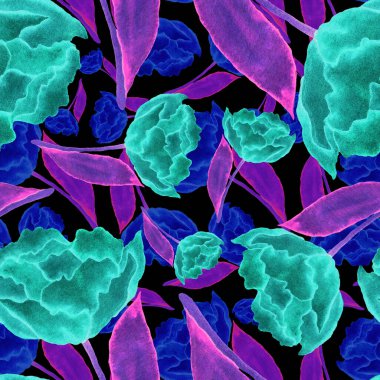 Çiçeklerle suluboya kusursuz desen. Klasik çiçek desenleri. Çiçeksiz desen. Botanik sanatı. Çiçek botanik koleksiyonu. Çiçek seti. Suluboya botanik tasarımı.