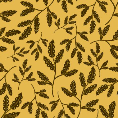 Suluboya desensiz, folky çiçekli ve yapraklı, etnik tarzda. Çiçek süsleme. Geleneksel şal deseni. Tekstil tasarım dokusu. Kabilesel etnik klasik dikişsiz model..