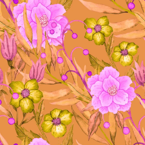 Watercolor Seamless Pattern Flowers Vintage Floral Pattern Flower Seamless Pattern — Stock Photo, Image