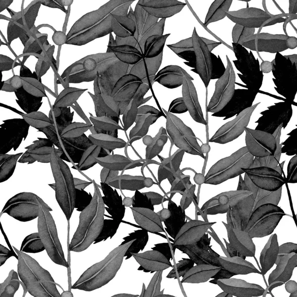 Padrão Sem Costura Aquarela Com Folhas Vintage Bela Impressão Botânica — Fotografia de Stock