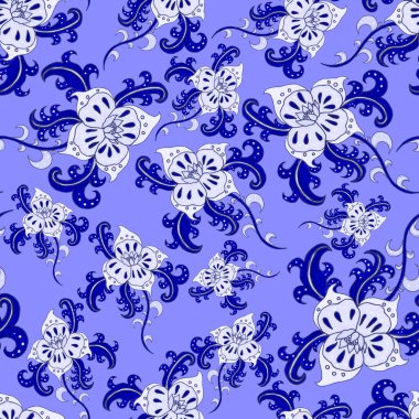 Suluboya desensiz, folky çiçekli ve yapraklı, etnik tarzda. Çiçek süsleme. Geleneksel şal deseni. Tekstil tasarım dokusu. Kabilesel etnik klasik dikişsiz model..