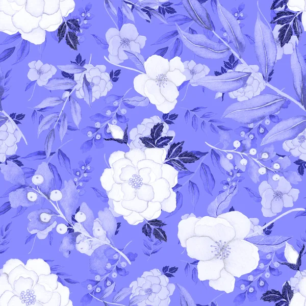 Aquarelle Motif Sans Couture Avec Des Fleurs Modèle Floral Vintage — Photo