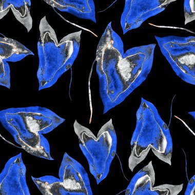 Renkli ve soyut tropikal yapraklı suluboya desenli. Egzotik bitkilerle dolu parlak yaz baskısı. Yaratıcı trend botanik tekstil tasarımı.