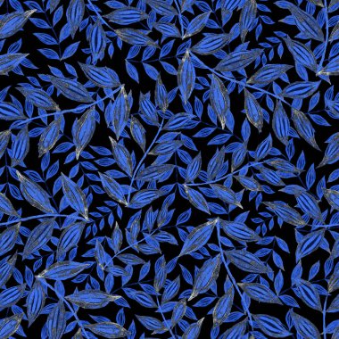 Vintage yapraklı suluboya desenli. Dekoratif tasarım için renkli yaprakları olan güzel bir botanik baskısı. Parlak bahar ya da yaz arkaplanı. Klasik düğün dekoru. Tekstil tasarımı.