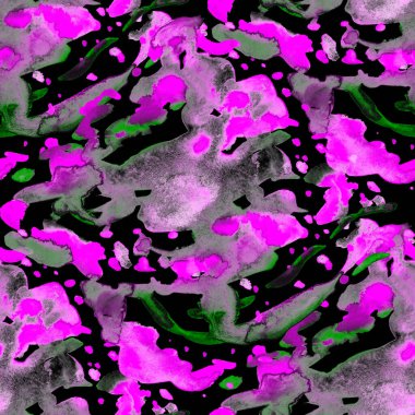 Suluboya, soyut, kusursuz desen. Parlak el yapımı elementlerle yaratıcı doku. Soyut renkli yazdırma.