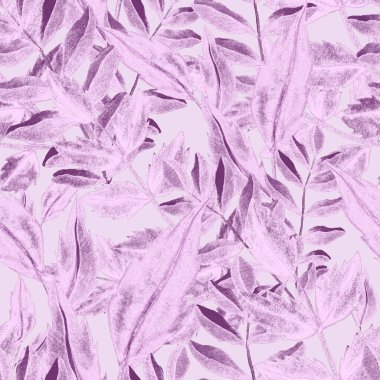 Vintage yapraklı suluboya desenli. Dekoratif tasarım için renkli yaprakları olan güzel bir botanik baskısı. Parlak bahar ya da yaz arkaplanı. Klasik düğün dekoru. Tekstil tasarımı.