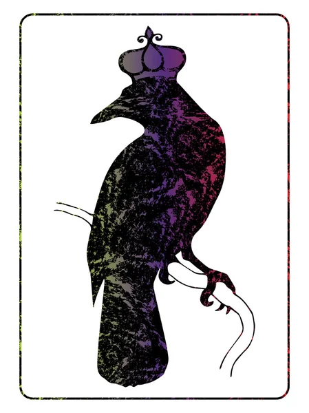 Silhueta de corvo, imagem elegante, imagem grunge, isolado, ilustração vetorial . Ilustração De Stock