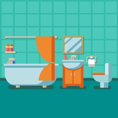 Banyo mobilya ile. Düz stil vektör çizim