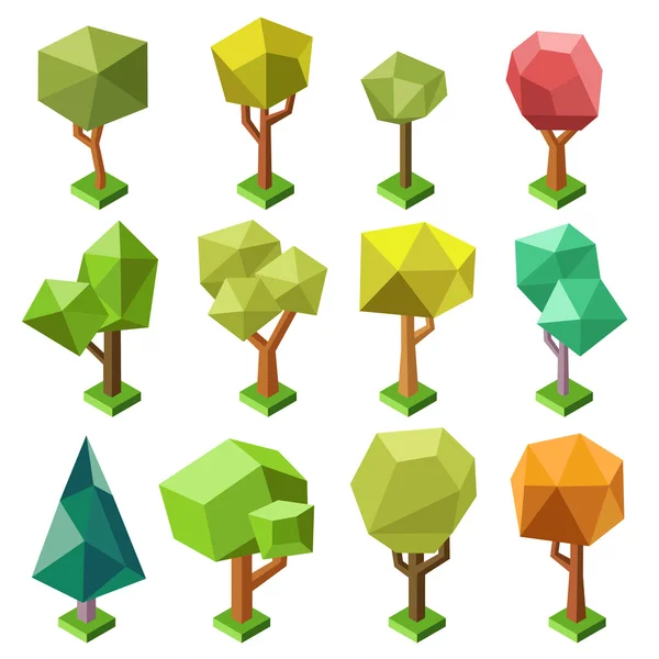 Set the polygon 's trees in various colors. Векторная иллюстрация — стоковый вектор