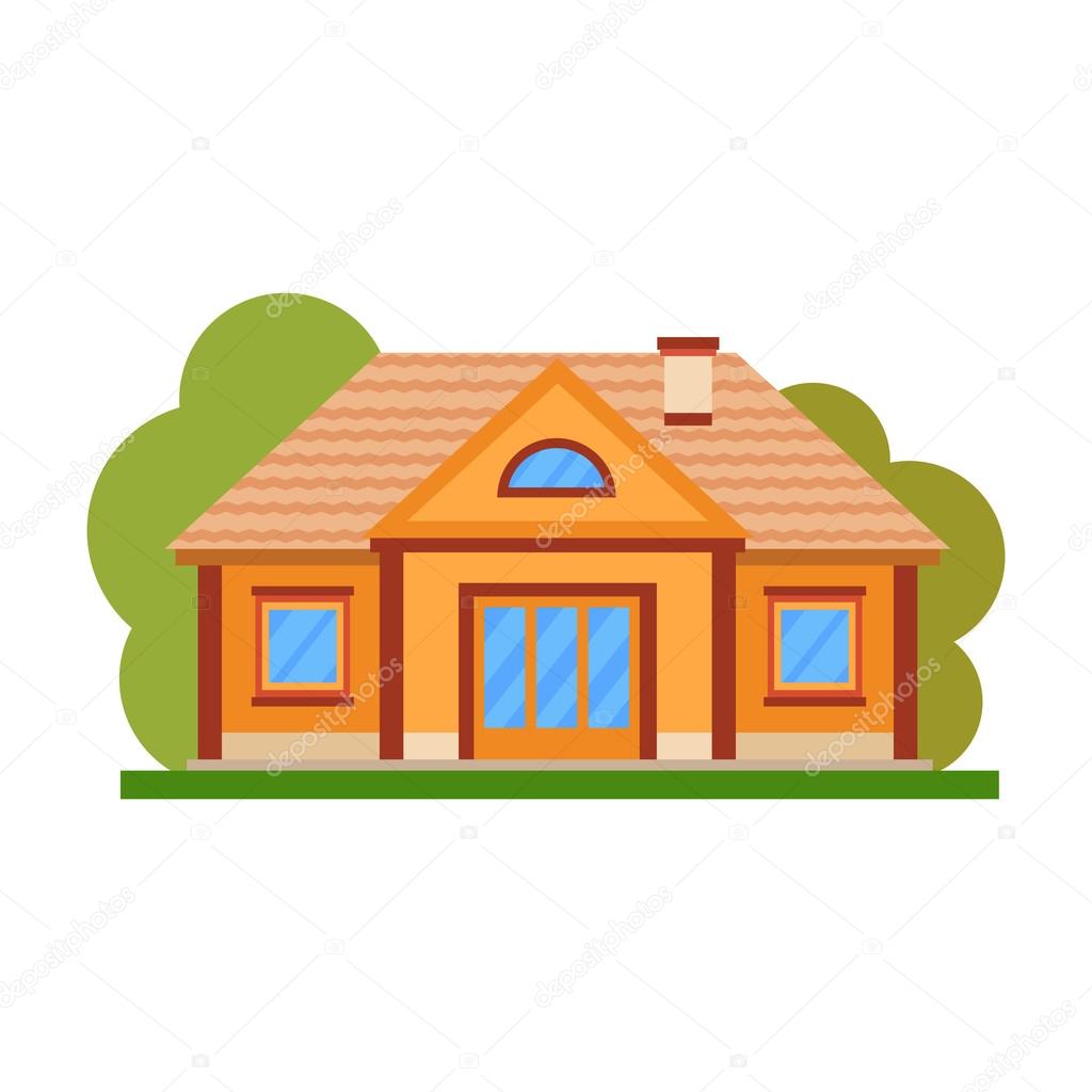 Düz stil modern bina. Renkli daire konut ev. Özel konut mimarisi. Aile