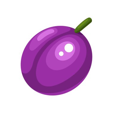 Erik beyaz bir arka plan üzerinde çizgi film. Renkli Erik simgesi. Vektör çizim