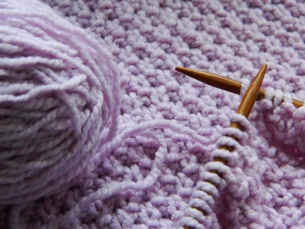 Knitting pattern with needles — Stock Photo, Image