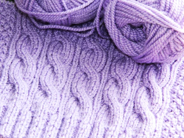 Knitted pattern with needles and ball of yarn two — Stock Photo, Image