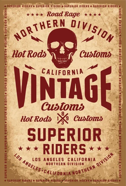 Design biker vintage — Vettoriale Stock