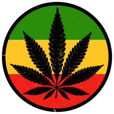 Kırmızı sarı ve yeşil çemberin içinde bir kenevir yaprağı