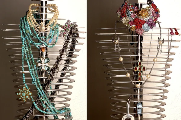 Çelik mankenler üzerinde pahalı Bijuteri