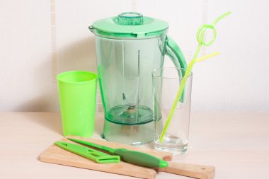 Pişirme güler yüzlü: blender, bıçak, Gözlük, saman ve ahşap yaban domuzu