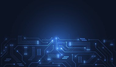 Abstract background with technology circuit board texture. Electronic motherboard illustration. Communication and engineering concept. Vector illustration