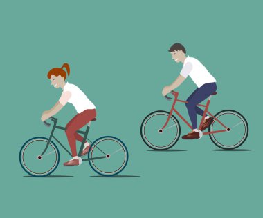 Çift bisiklete biniyor