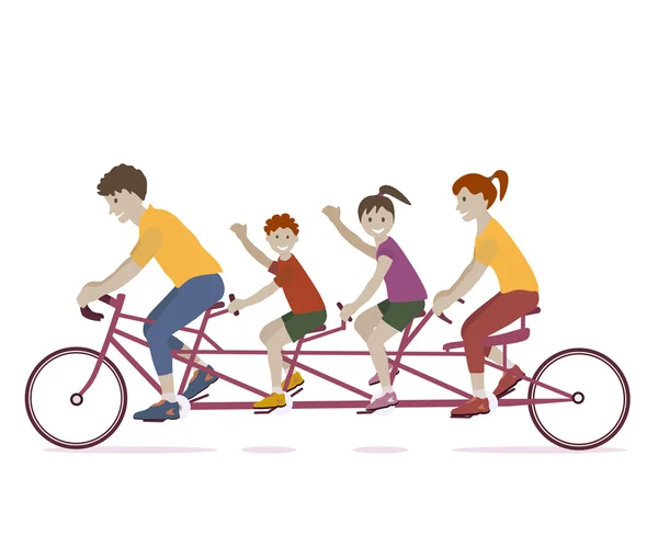 Family Riding Bicycle — Stock Vector