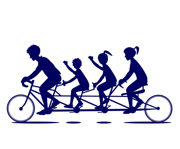 Famiglia Bicicletta Ride Silhouette — Vettoriale Stock