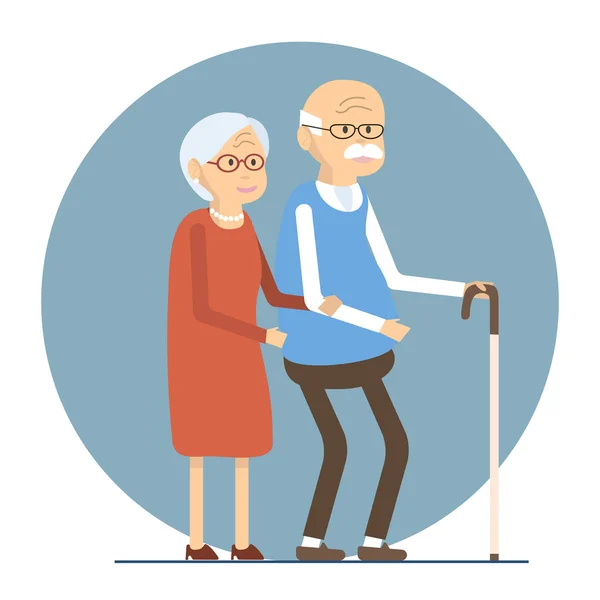 Seniorenpaar zu Fuß — Stockvektor