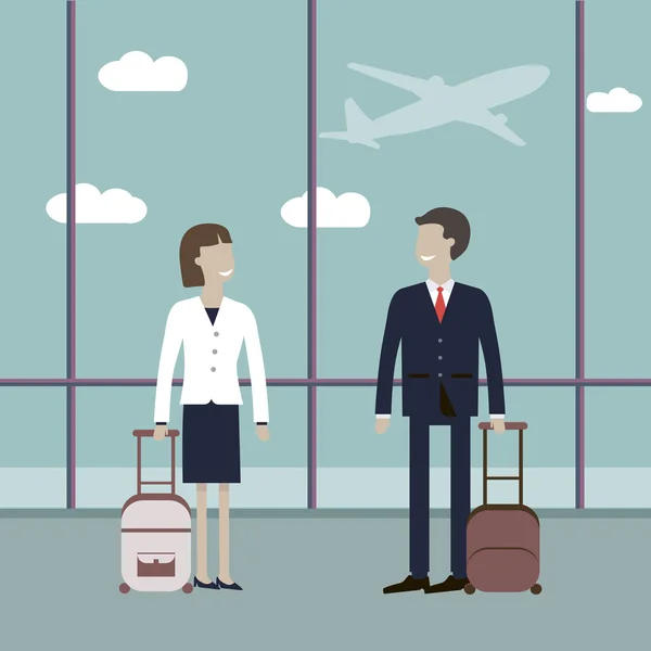 Viajantes de negócios no Aeroporto — Vetor de Stock