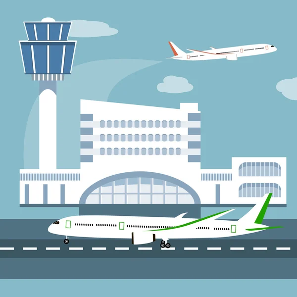 La ilustración de la terminal del aeropuerto — Vector de stock