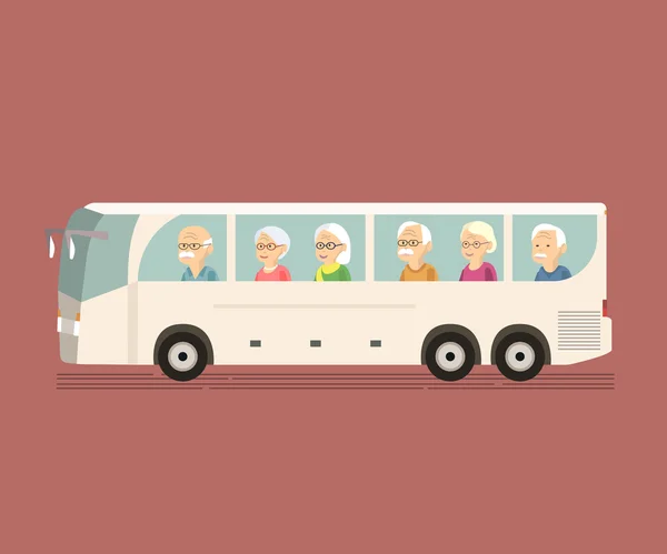 Senioren reizen per Bus — Stockvector