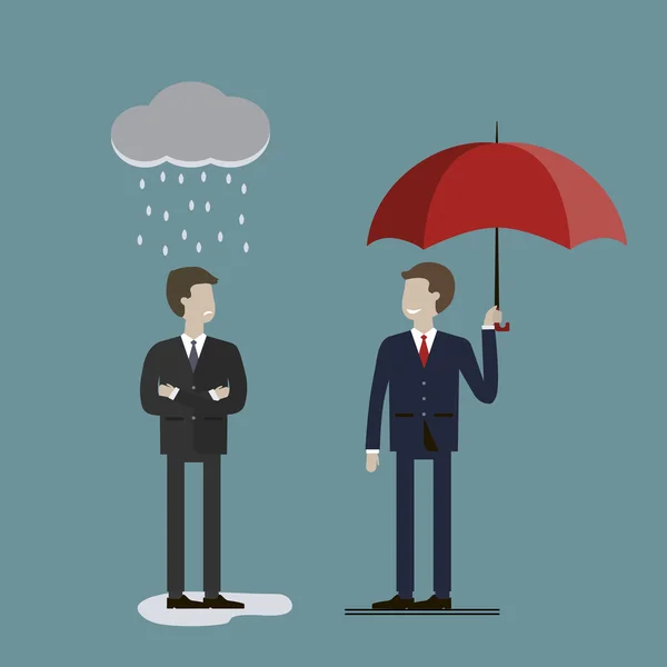 Zwei Geschäftsleute im Regen — Stockvektor