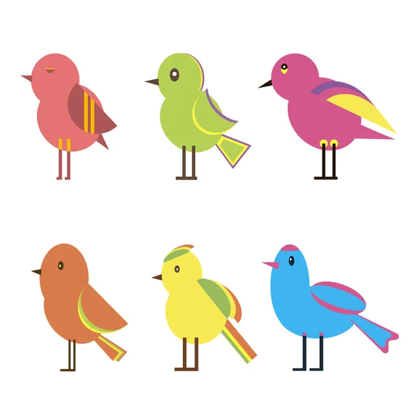 Набор цветных птиц — стоковый вектор
