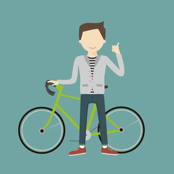 Man with a Bicycle — Stock Vector
