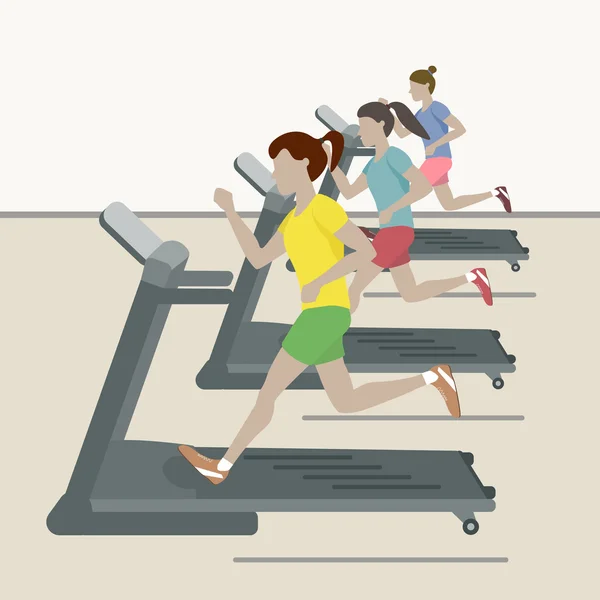 Mujeres en el gimnasio — Vector de stock