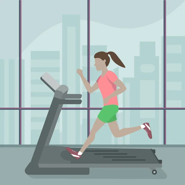 Woman Running on a Treadmill — Stock Vector