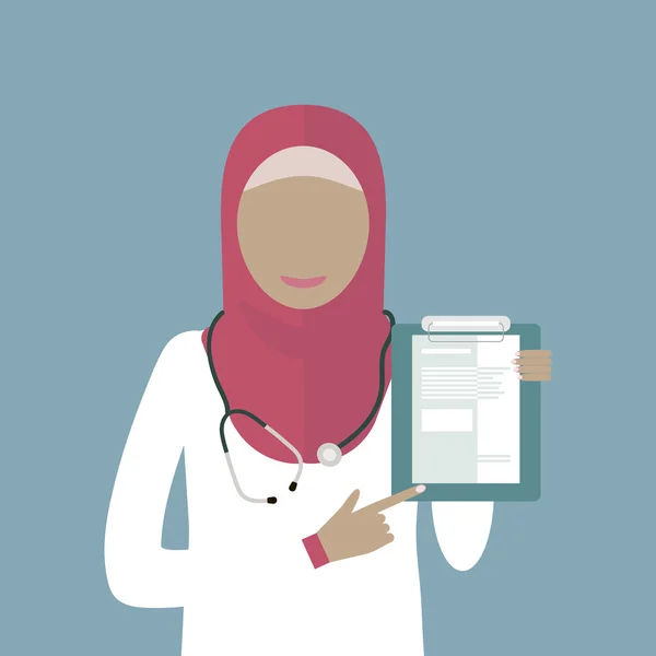Mujer árabe Doctor — Vector de stock