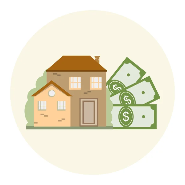 Concepto de negocio de casa y dinero — Vector de stock