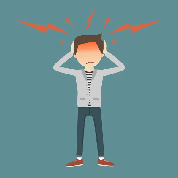 Baş ağrısı ile işadamı — Stok Vektör