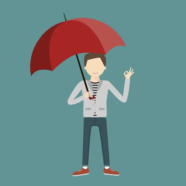 Homem de negócios segurando um parasol —  Vetores de Stock