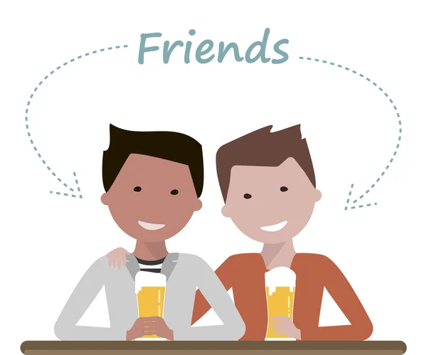 Dos hombres amigos bebiendo cerveza — Vector de stock