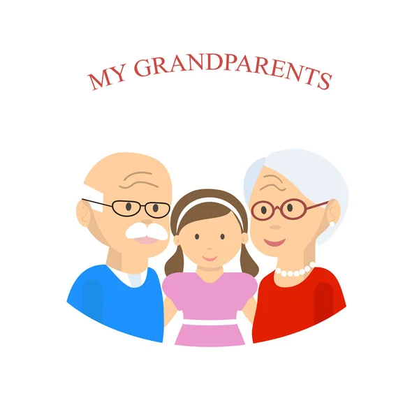 Abuelos Familia con nieto — Vector de stock