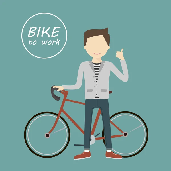 Man with a Bicycle — Stock Vector