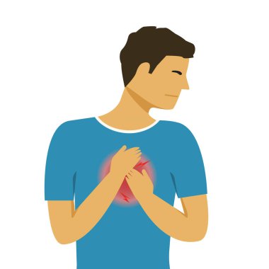 Kalp Hastalığı Kazası. Göğüs Ağrısı Olan Adam.