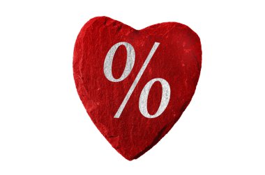 yüzde simgesi ile kırmızı kalp