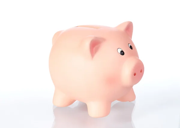 Banco piggy rosa com fundo branco — Fotografia de Stock