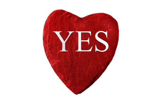 Κόκκινη καρδιά με το γράψιμο Ναι — Φωτογραφία Αρχείου