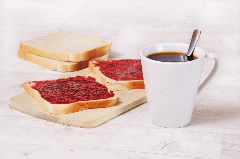 breakfast toast and coffee cup