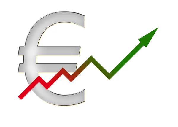 Diagramme vers le haut avec dégradé de couleur et symbole euro — Photo