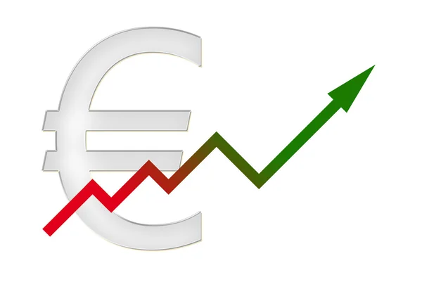 Diagrama hacia arriba con gradiente de color y símbolo de euro — Foto de Stock