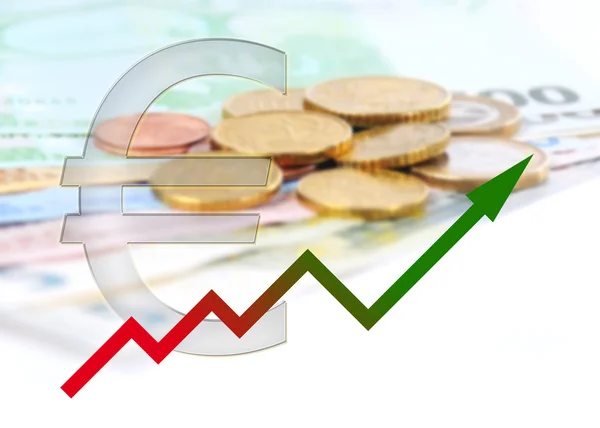 Diyagram yukarı doğru renk gradyan ve euro simgesi olan